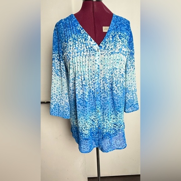 NY Collection Tops - Blue Patterned Women's Top